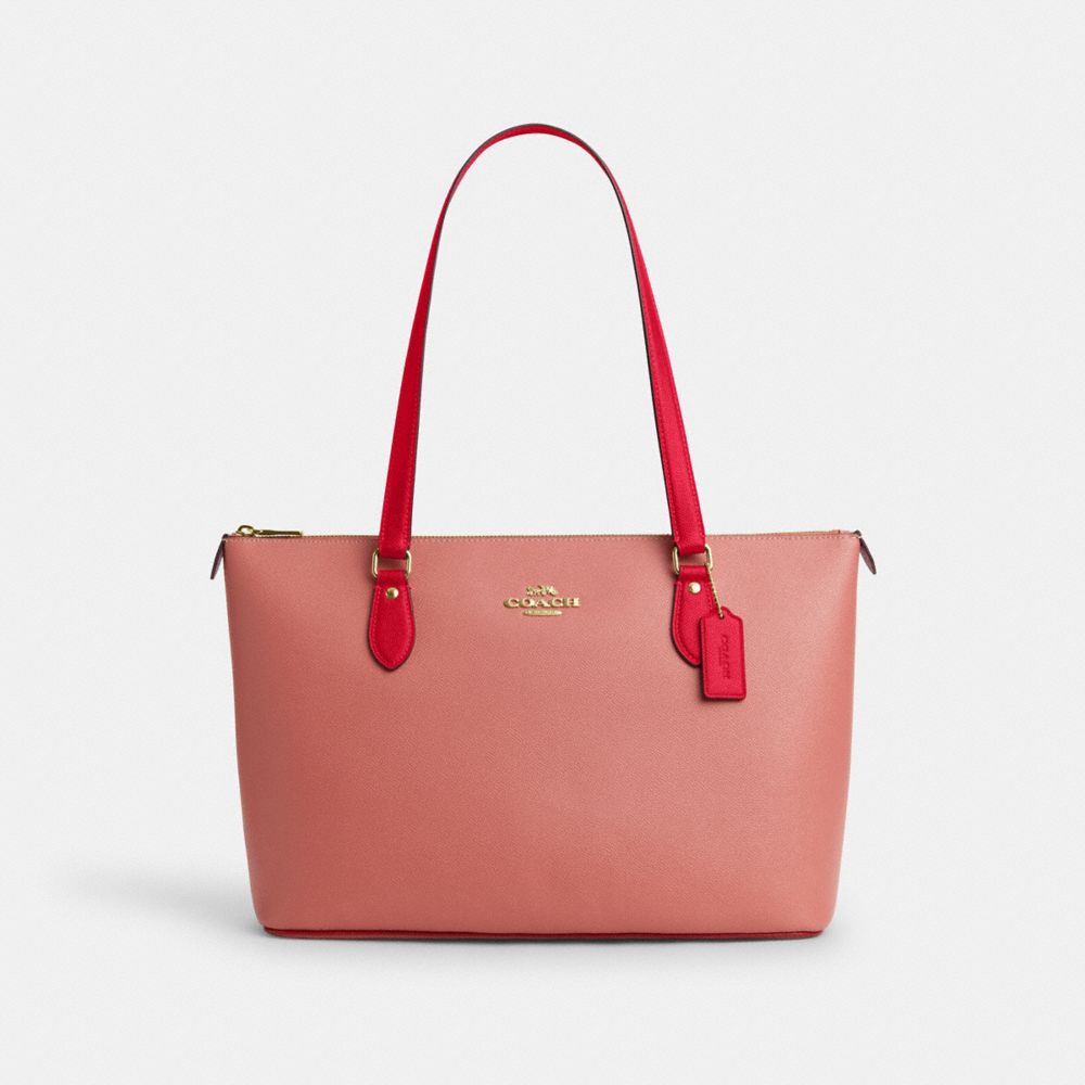 Gallery Tote Bag In Colorblock - CAR35 - Im/Burnt Coral/Bold Red