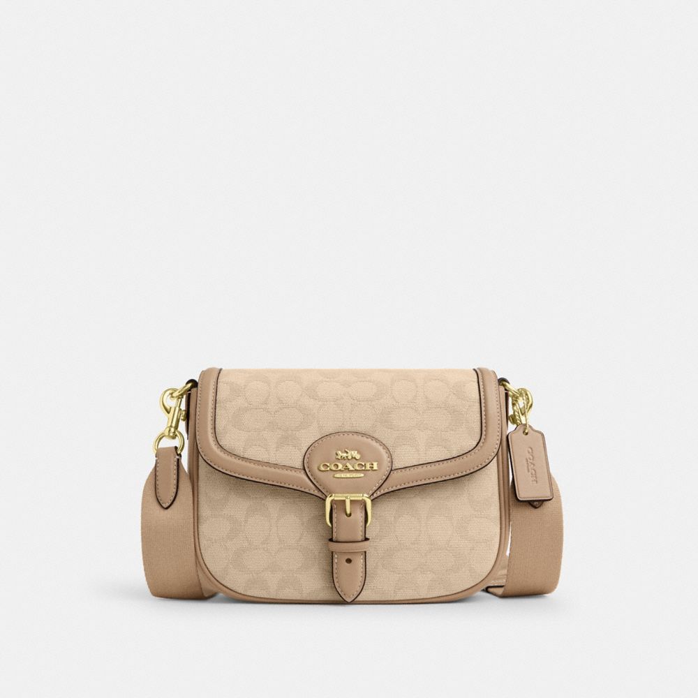 COACH CAS21 Amelia Saddle Bag With Signature Canvas IM/DARK NATURAL MULTI