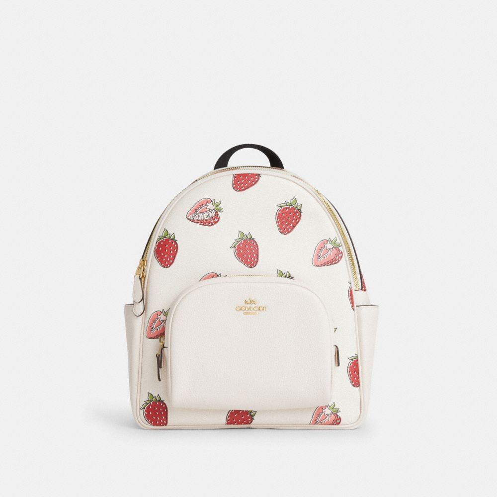 Court Backpack With Strawberry Print - CAS94 - Gold/Chalk Multi