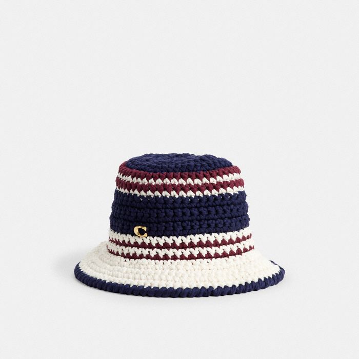 STRIPE CROCHET BUCKET HAT