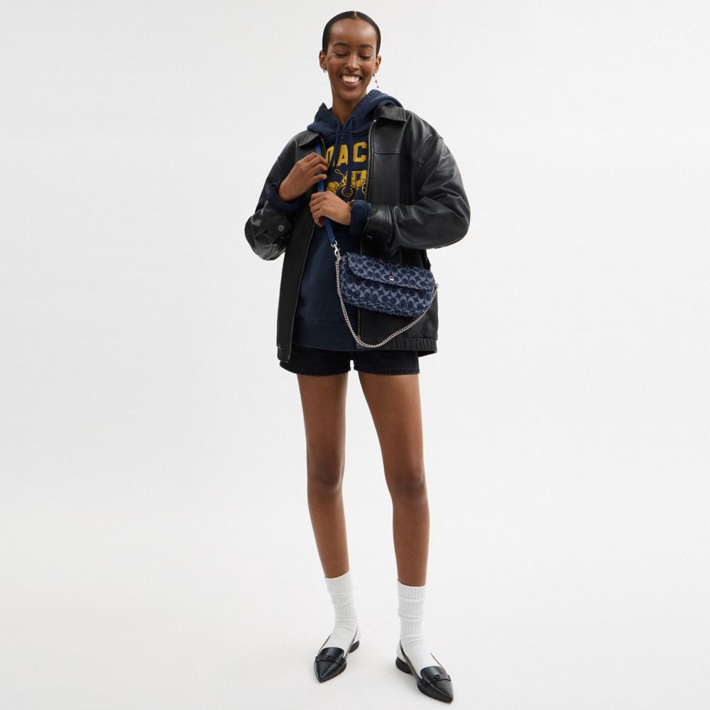 經典 SIGNATURE丹寧布BROOK翻蓋鏈帶包