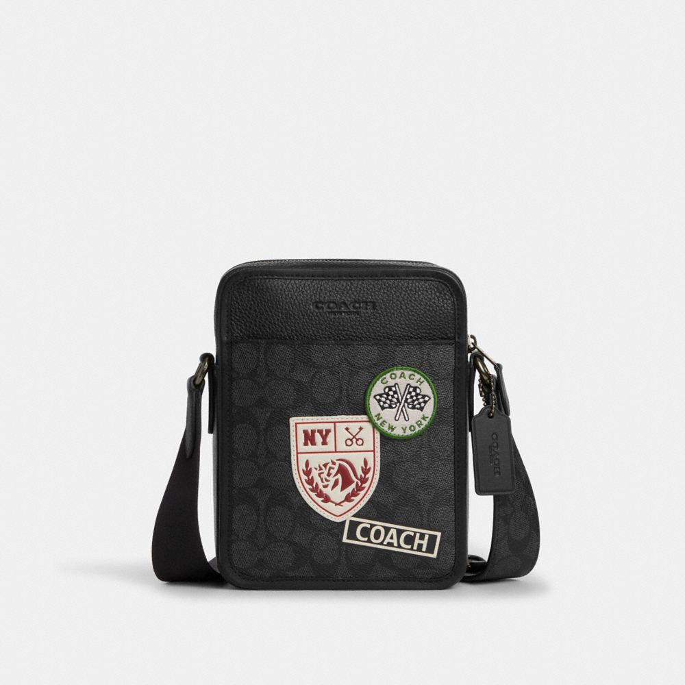 COACH CAT79 Sullivan Crossbody Bag In Signature Canvas With Patches GUNMETAL/CHARCOAL MULTI