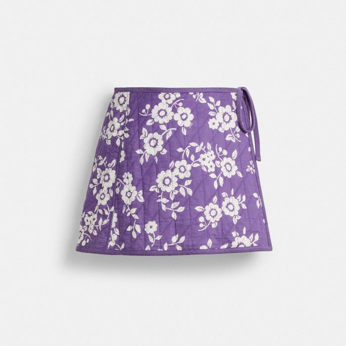 QUILTED FLORAL WRAP SKIRT