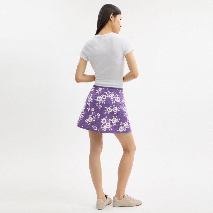 QUILTED FLORAL WRAP SKIRT