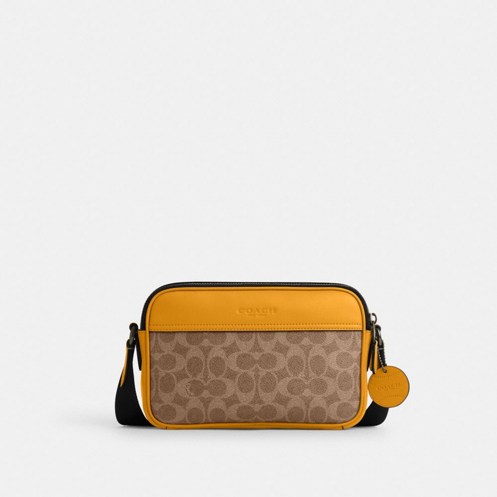 COACH CAX46 Graham Crossbody Bag In Colorblock Signature Canvas QB/TAN/BUTTERCUP