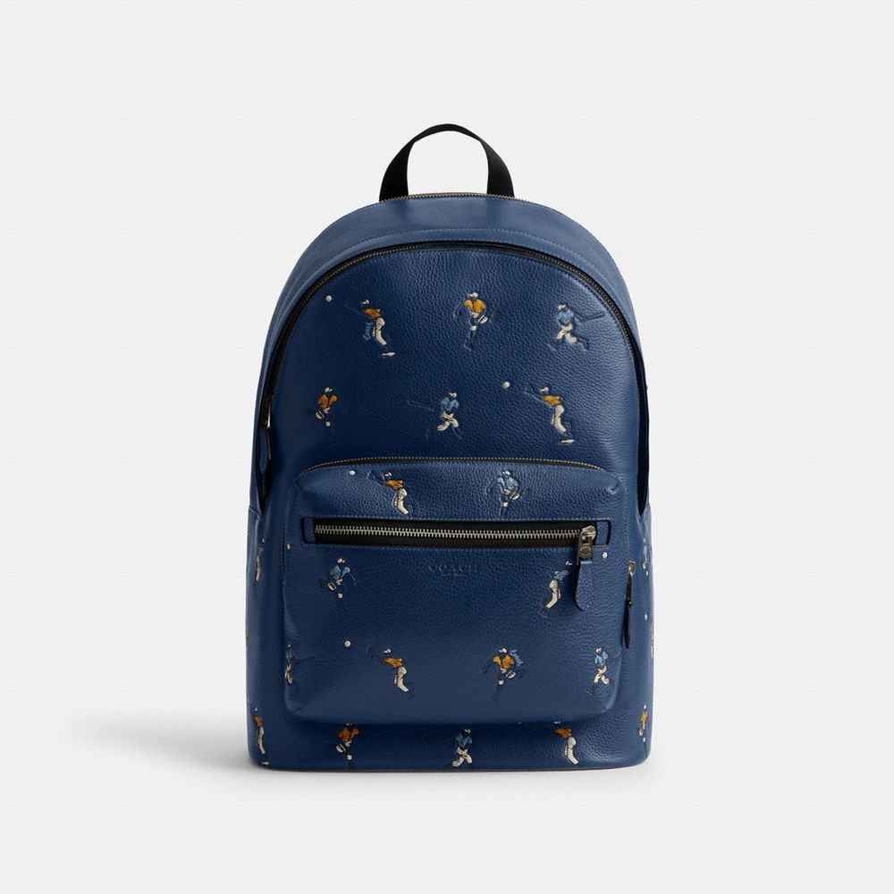 COACH CAX47 West Backpack With Baseball Print QB/DEEP BLUE MULTI