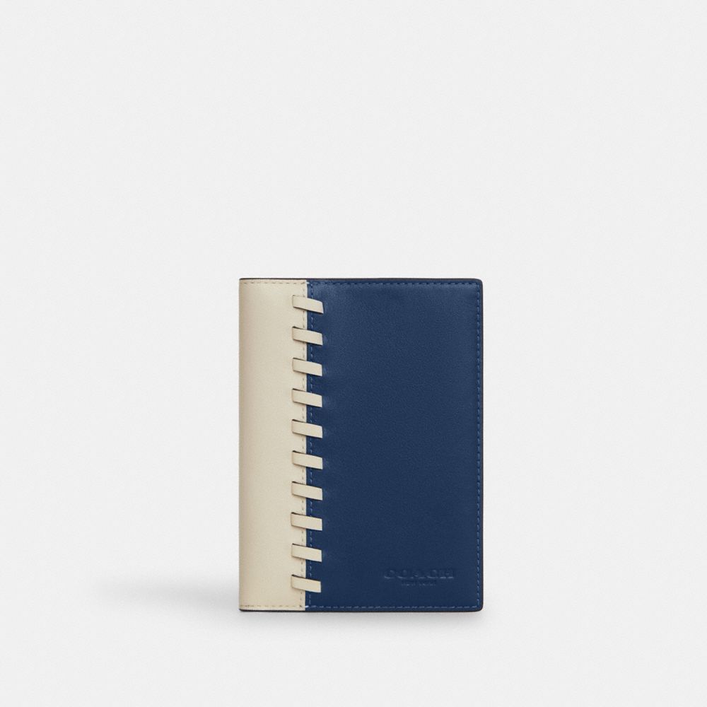 Passport Card Case With Whipstitch - CAX52 - Qb/Deep Blue/Chalk