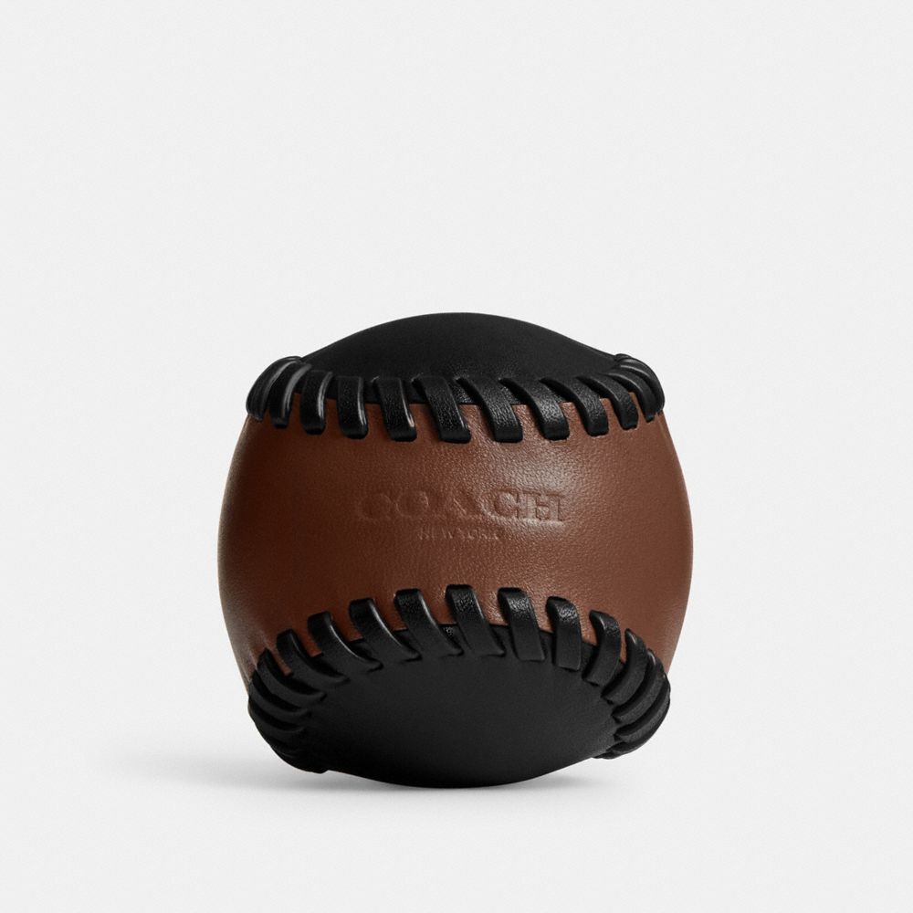 COACH CAX54 Baseball Paperweight BLACK/DARK SADDLE