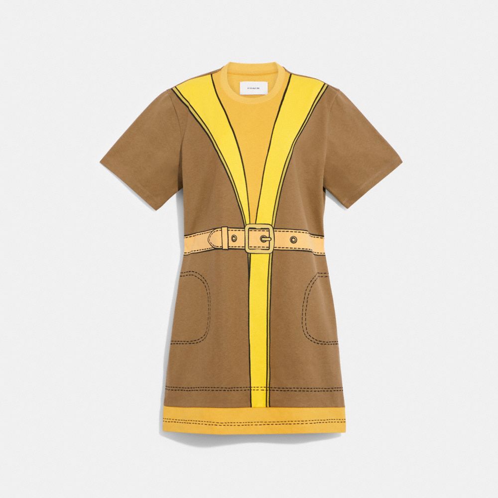 CB139 - Trompe L'oeil Buckle Dress In Organic Cotton BRIGHT GOLD