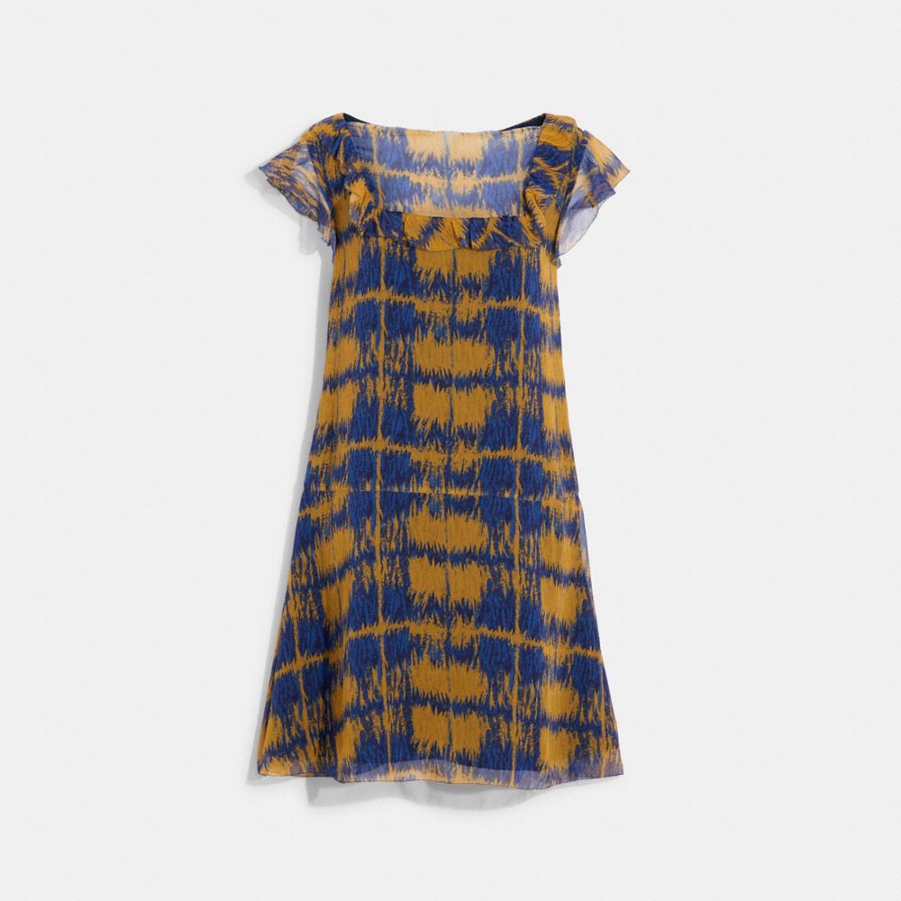 Plaid Mini Dress - CB142 - Mustard/Blue