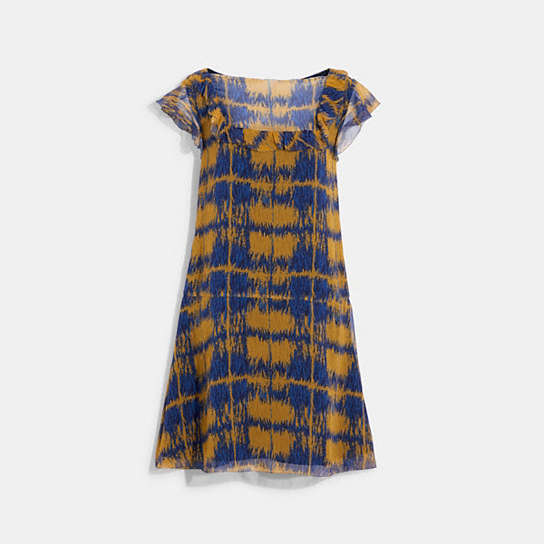 CB142 - Plaid Mini Dress Mustard/Blue