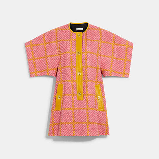 CB144 - Plaid Dress In Organic Cotton Pink/Yellow