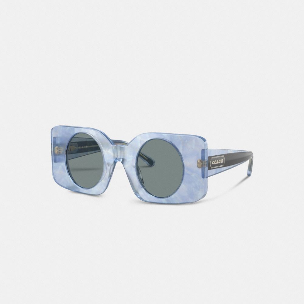 CB189 - Badge Oversized Square Frame Sunglasses Pearlized Blue