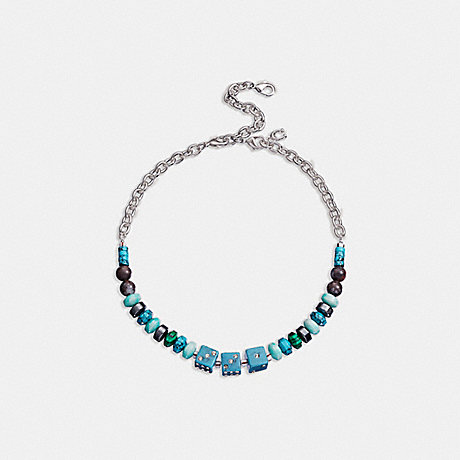 COACH CB196 Dice Beaded Choker Necklace Turquoise Multi