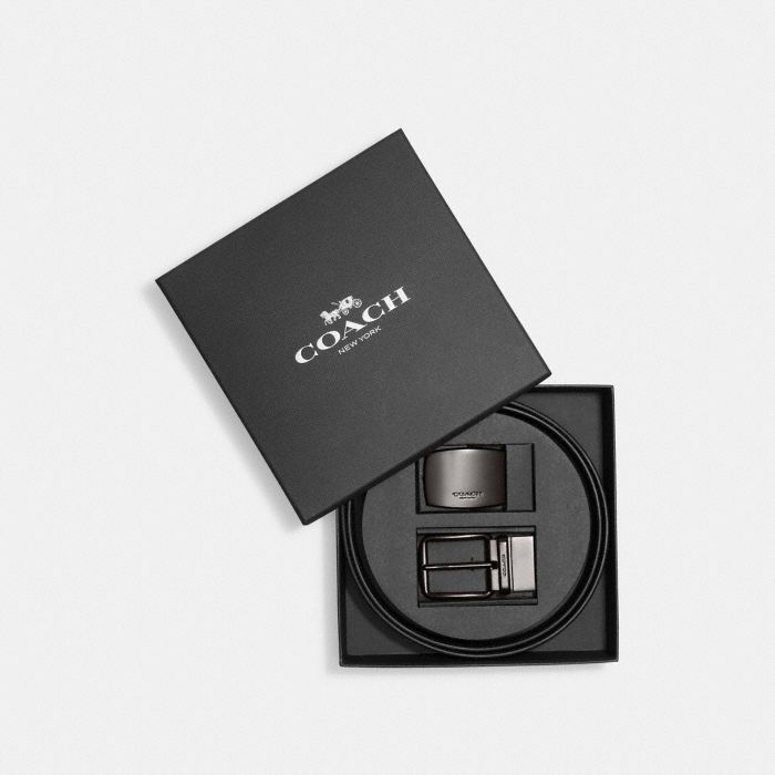 BOXED PLAQUE AND HARNESS BUCKLE CUT-TO-SIZE REVERSIBLE BELT, 38MM