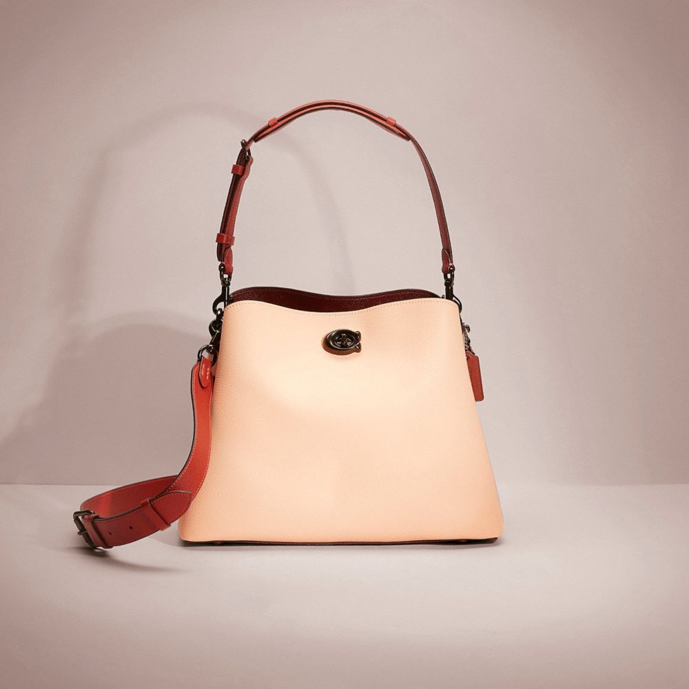 CB336 - Restored Willow Shoulder Bag In Colorblock With Signature Canvas Interior Pewter/Faded Blush