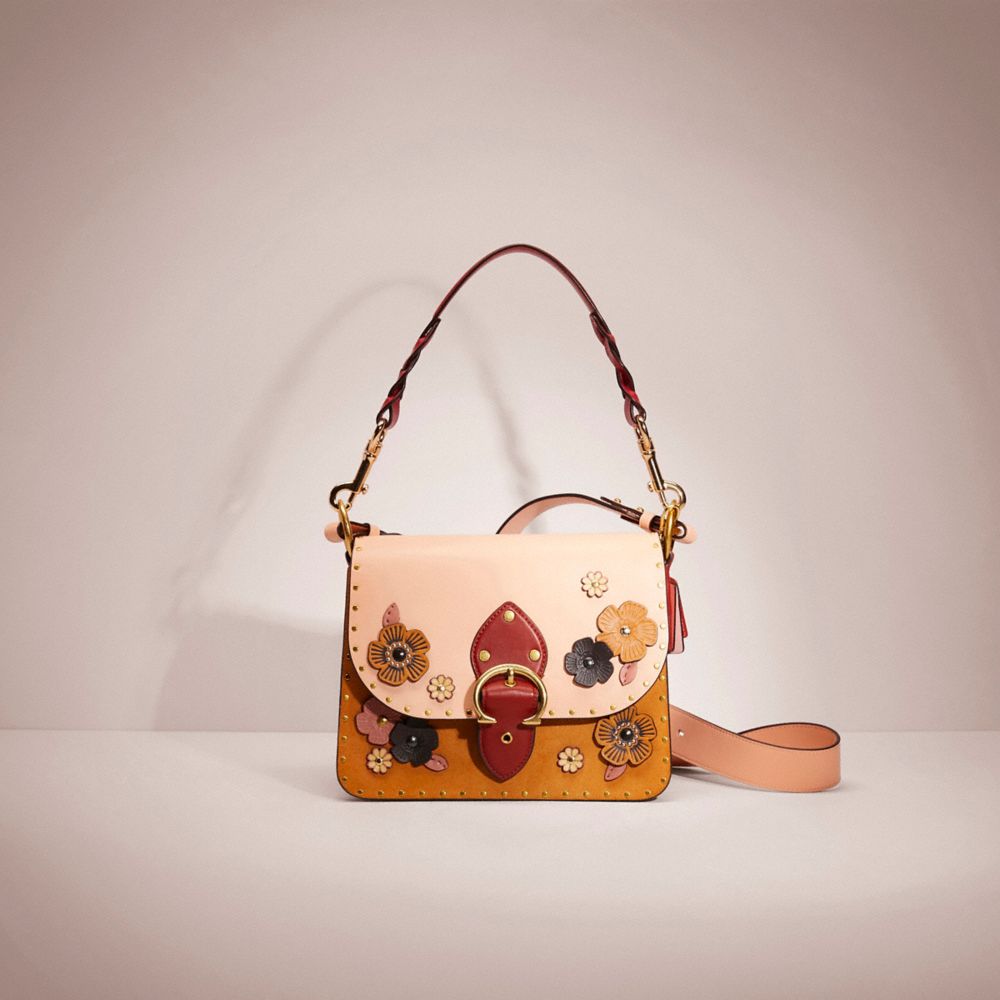 CB380 - Upcrafted Beat Shoulder Bag In Colorblock With Rivets Brass/Blush Natural Multi