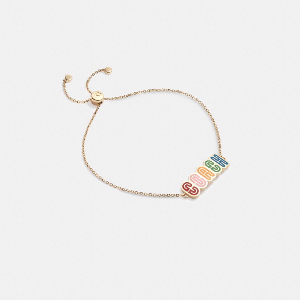 Logo Retro Slider Bracelet - CB399 - Gold/Multi