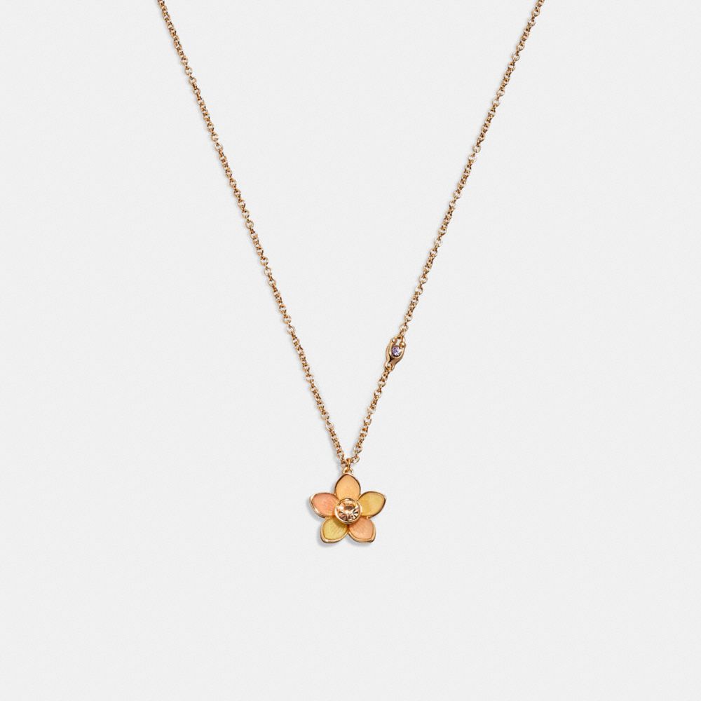 Transparent Wildflower Necklace - CB405 - Gold Pink/Green