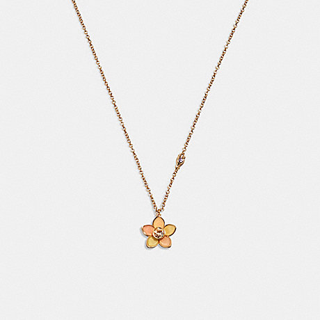 COACH CB405 Transparent Wildflower Necklace Gold-Pink/Green