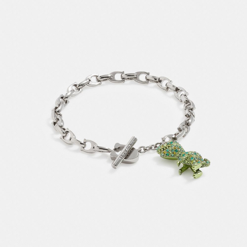 CB417 - Pavé Rexy Signature Chain Bracelet Silver/Green