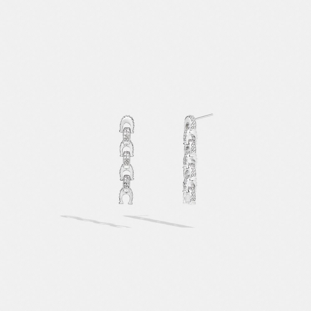 CB423 - Pavé Signature Drop Earrings Silver & clear