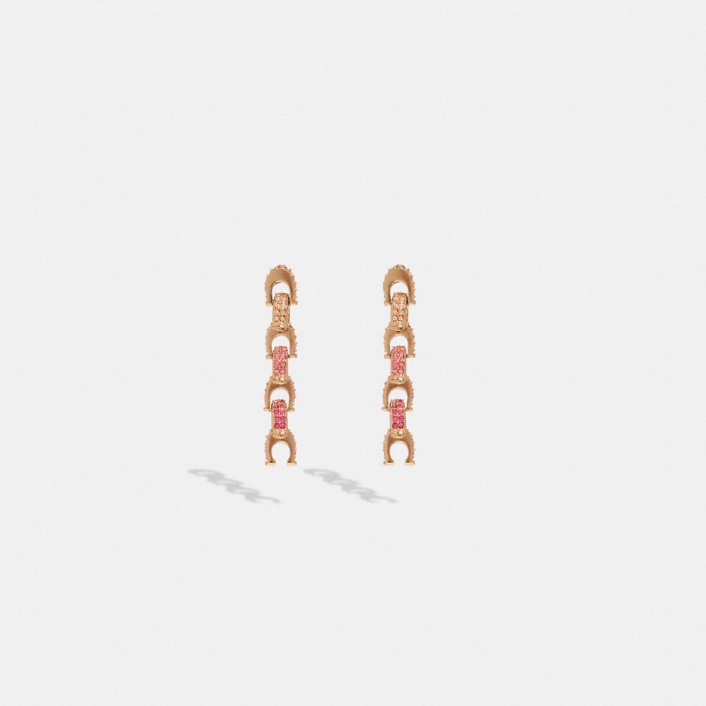 CB423 - Pavé Signature Drop Earrings Gold/Pink Multi
