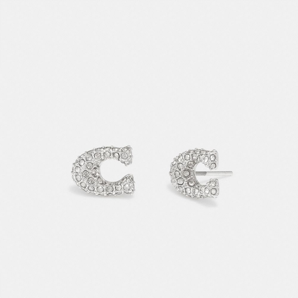CB424 - Pavé Signature Stud Earrings Silver & clear