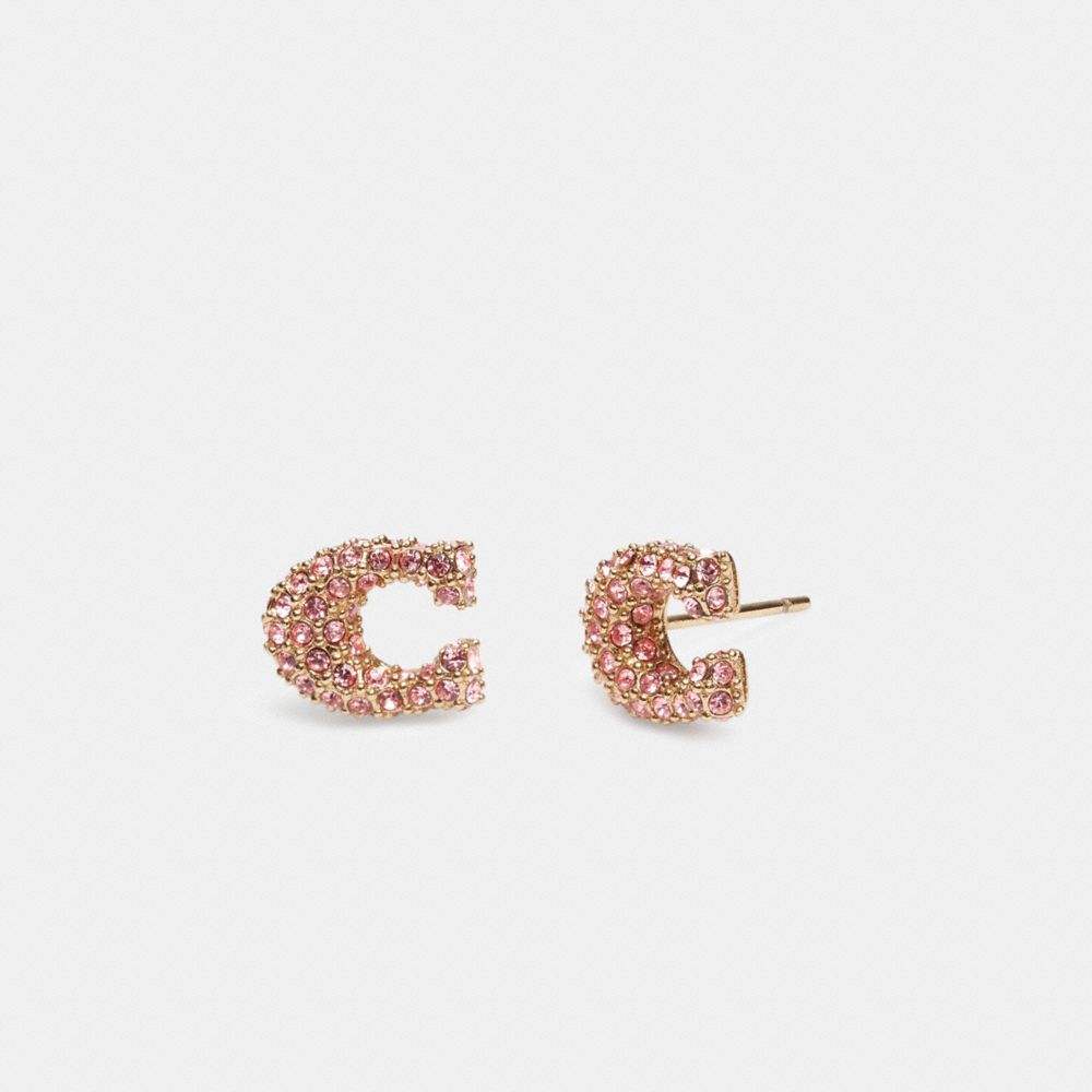 CB424 - Pavé Signature Stud Earrings Gold/Pink Multi