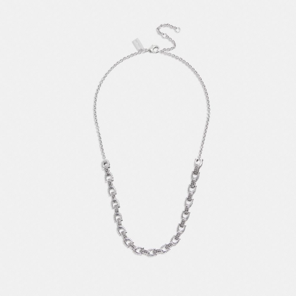 CB425 - Pavé Signature Chain Necklace Silver & clear