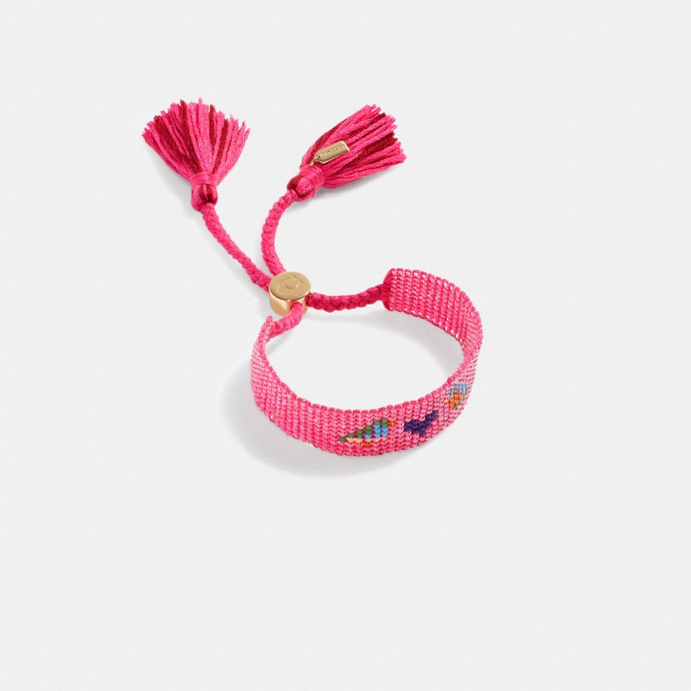 CB426 - Bird Beaded Bracelet Pink/Gold