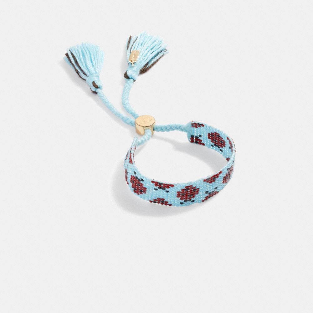 CB427 - Ladybug Beaded Bracelet BLUE/GOLD
