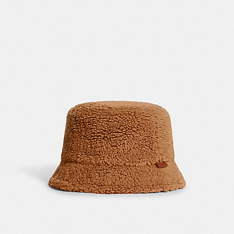 COACH CB433 Sherpa Bucket Hat With Signature Jacquard Lining CARAMEL