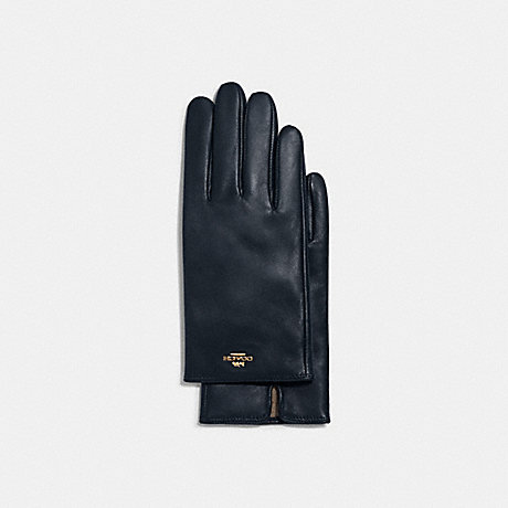 COACH CB434 Coach Plaque Leather Tech Gloves Midnight-Navy