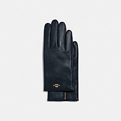 COACH CB434 Coach Plaque Leather Tech Gloves MIDNIGHT NAVY