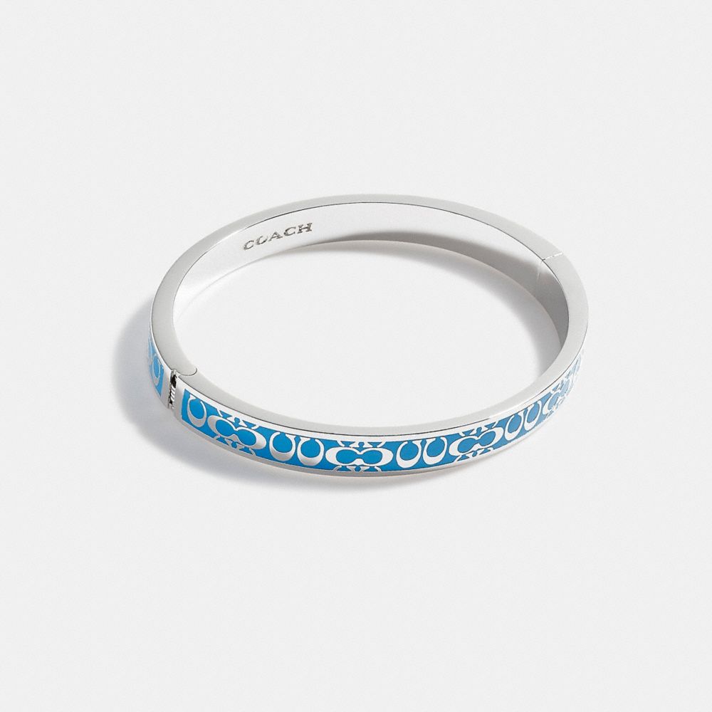 Signature Enamel Thin Bangle - BRIGHT BLUE/SILVER - COACH CB451