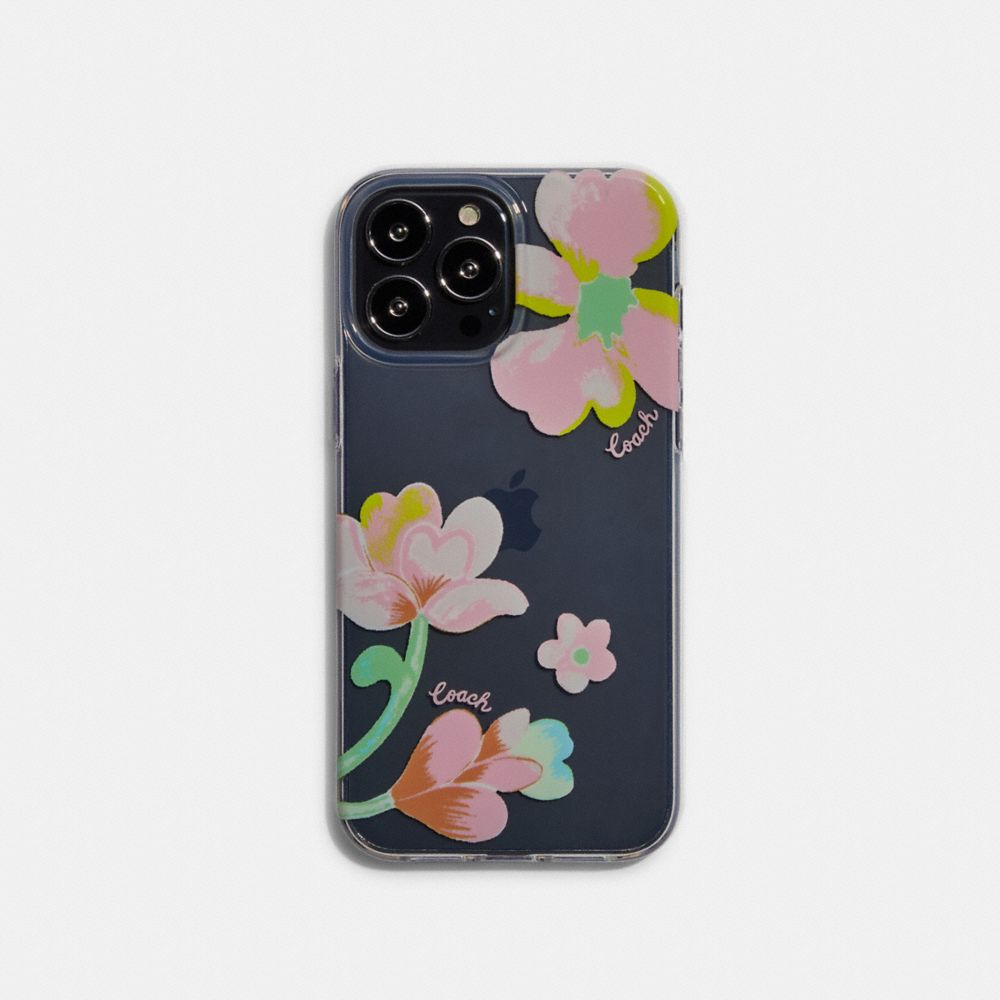 Iphone 13 Pro Max Case With Dreamy Land Floral Print - CLEAR/PINK - COACH CB458