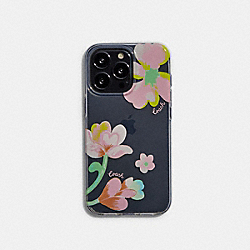 COACH CB459 - Iphone 13 Pro Case With Dreamy Land Floral Print CLEAR/PINK