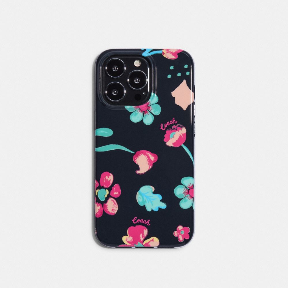 COACH Iphone 13 Pro Case With Dreamy Land Floral Print - MIDNIGHT NAVY - CB460