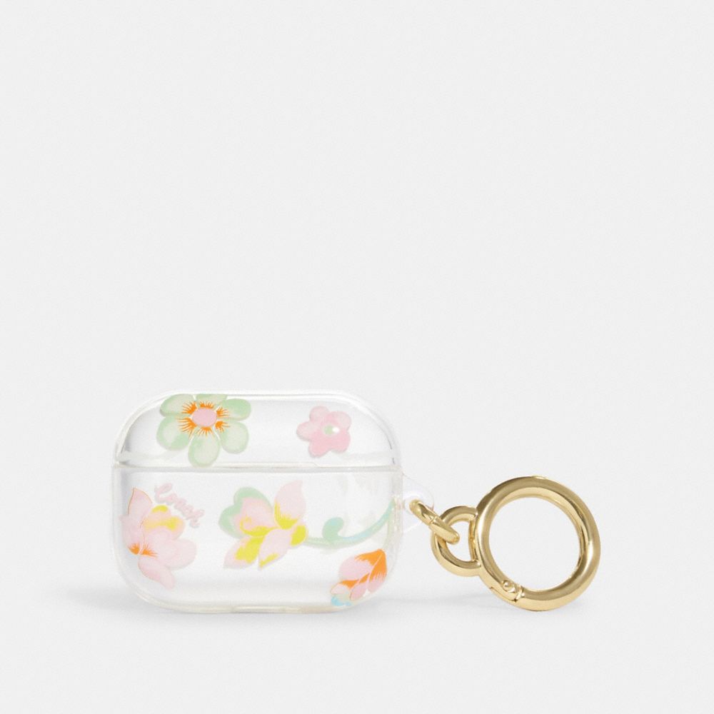 COACH CB463 Airpods Pro Case With Dreamy Land Floral Print CLEAR/PINK