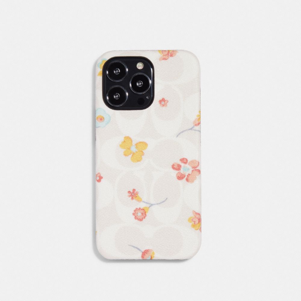 Iphone 13 Pro Case In Signature Canvas With Mystical Floral Print - CB465 - CHALK MULTI
