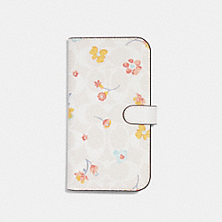 Iphone 13 Pro Max Folio In Signature Canvas With Mystical Floral Print - CB468 - CHALK MULTI