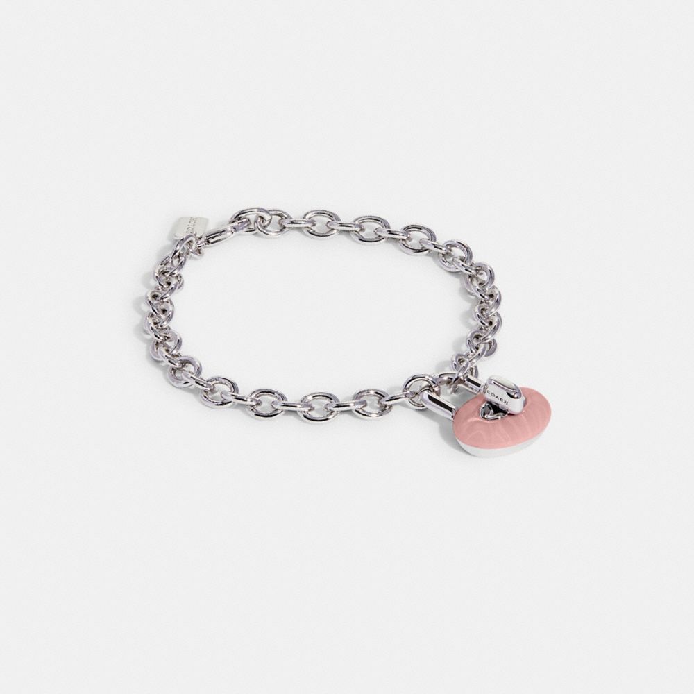 CB481 - Signature Chain Turnlock Bracelet Silver/Pink
