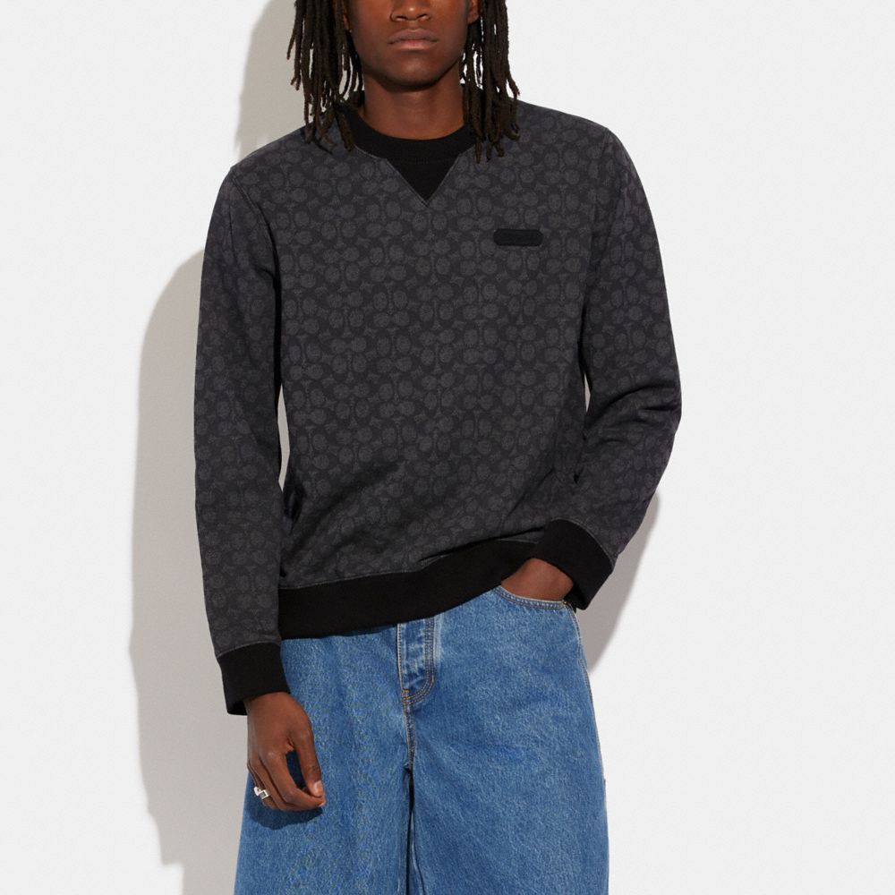 ESSENTIAL CREWNECK IN SIGNATURE-Charcoal Signature