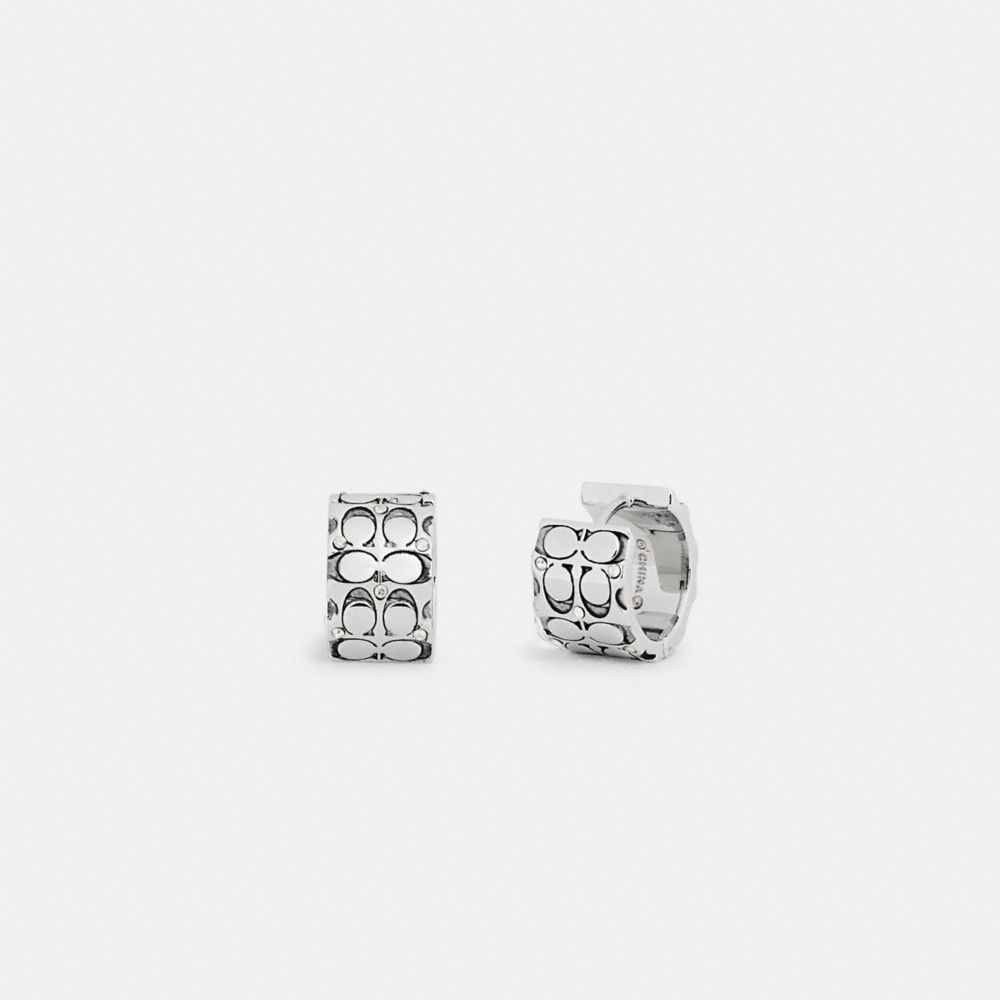CB509 - Quilted Signature Huggie Earrings Silver/Black