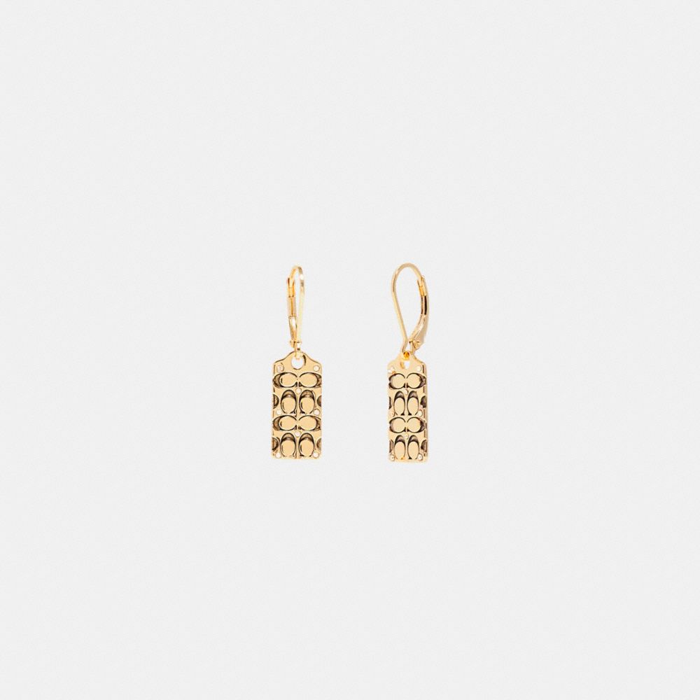 CB510 - Quilted Signature Drop Earrings Gold/Black