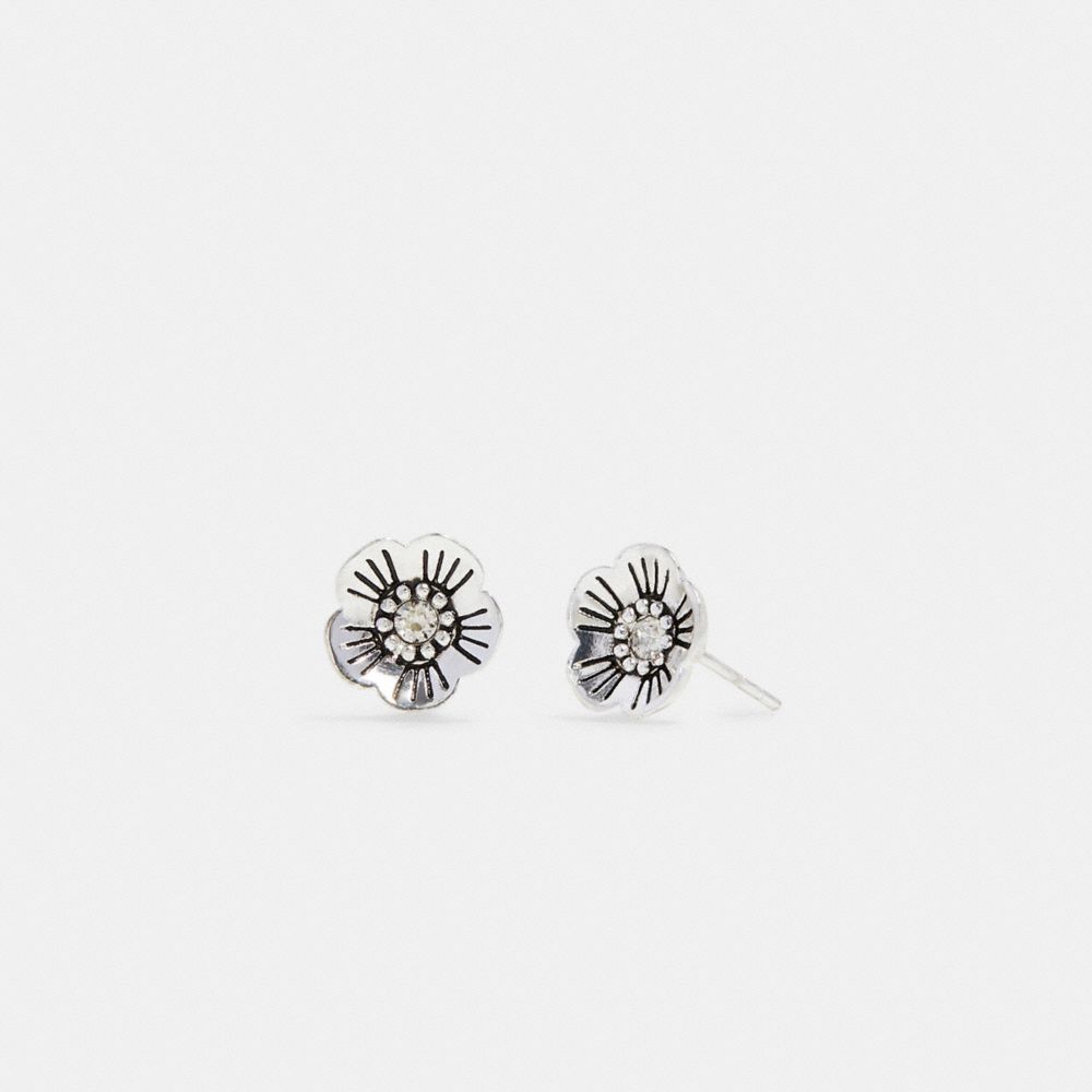 CB514 - Tea Rose Stud Earrings SILVER/CRYSTAL