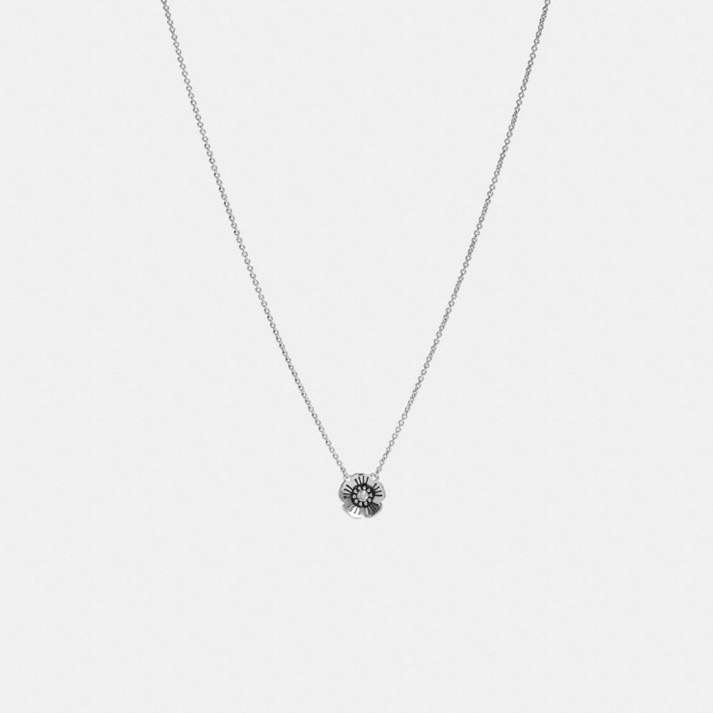 CB515 - Tea Rose Pendant Necklace SILVER/CRYSTAL