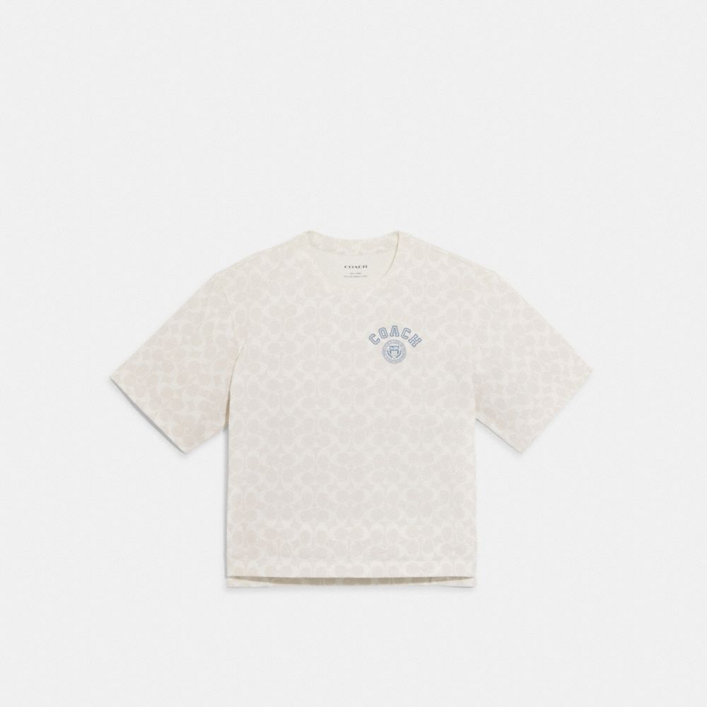 Varsity Signature T Shirt In Organic Cotton - CB575 - Chalk Multi