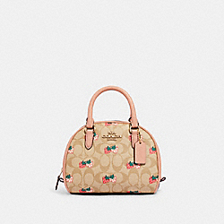 COACH CB596 Sydney Satchel In Signature Canvas With Strawberry Print GOLD/LIGHT KHAKI MULTI